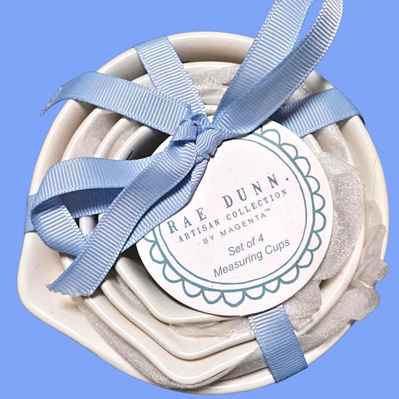 Rae Dunn Bunny Blue and White Ceramic Measuring Cups Set NWT - Picture 2 of 4